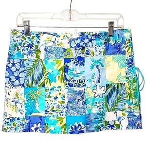 Blue Tropical Print Skorts